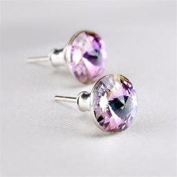 ART CRYSTELLA Fülbevaló, ametiszt lila SWAROVSKI(R) kristállyal, csúcsos, 8mm, ART CRYSTELLA(R)