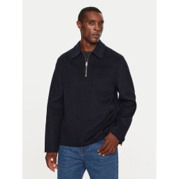 AMI PARIS Gyapjú kabát HJK057.WV0022 Sötétkék Regular Fit