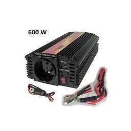 Feszültség átalakító Carspa CAR600U-122 12V/230V USB 600W, módosított szinusszal