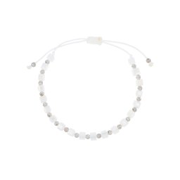 Fehér kocka gyöngyös vésett golyós 925‰-es ezüst órakísérő karlánc