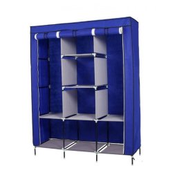 Ruhás szekrény, mobil, cipzározható ajtó, védőhuzattal, 130 x 45 x 170 cm, kék