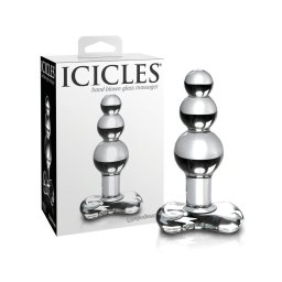 Icicles No. 47 - tripla gyöngyös, üveg anál plug (átlátszó)