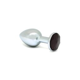 Rimba XS - fekete köves, fém anál plug (ezüst)