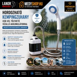 Hordozható kempingzuhany USB-vel tölthető vízálló akkumulátorral (KE-24-325)