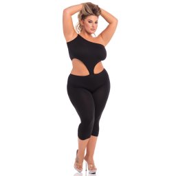 Pink Lipstick One Shoulder Cropped Black cicaruha