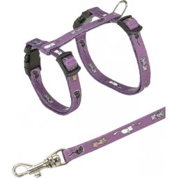 Trixie egérmintás hám és póráz kölyök cicának 21-34 cm / 1,2 m