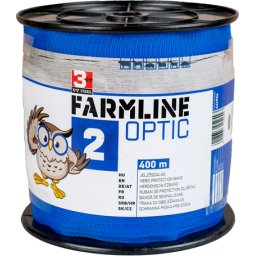 FarmLine Optic 2 kék jelzőszalag (Hossz: 400 m | Átmérő: 20 mm | Szakítószilárdság: 80 kg | Anyaga: PE monofile)