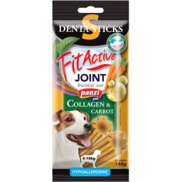 FitActive Hypoallergenic Denta-Sticks Joint Collagen & Carrot - Ízülettámogató és fogtisztító rágórudak kistestű kutyáknak (S) 140gr
