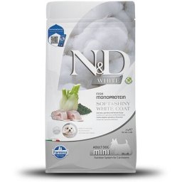 N&D White Dog Adult Mini tengeri sügér, spirulina & édeskömény 2kg