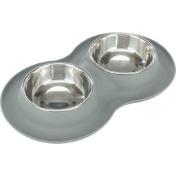 Trixie dupla etető- és itatótál csúszásmentes szilikon tálcával (2 x 0.4 l; 45 x 5 x 23 cm)