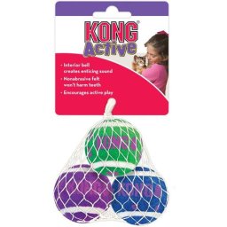 Kong Cat Active Tenni Balls csengős macskajáték (3 db-os szett; 4 cm)