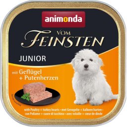 Animonda Vom Feinsten Junior – Szárnyashúsos és pulykaszíves kutyaeledel (22 x 150 g) 3.3kg