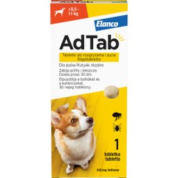 AdTab kullancs és bolha elleni rágótabletta kutyáknak (1 tablettás kiszerelés | 5.5 - 11 kg | 225 mg)