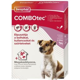 Beaphar COMBOtec spot on kistestű (2-10 kg) kutyáknak (3 pipetta / doboz | 3 x 67 mg Fipronil / 60.3 mg (S)-metoprén)