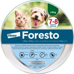 Foresto kullancs- és bolhanyakörv macskáknak és kistestű kutyáknak (8 kg-ig; 38 cm)