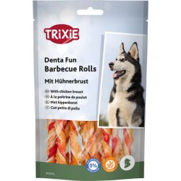 Trixie Denta Fun barbecues és csirkés csavart rágórudak kutyáknak (10 x 12 cm) 80gr