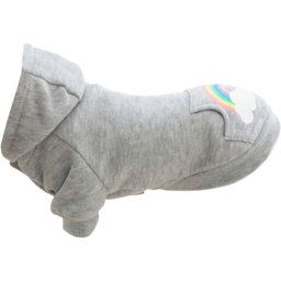 Trixie kapucnis pulcsi kutyáknak szivárvány és felhő rajzzal (XXS | Haskörméret: 28 cm | Háthossz: 18 cm)