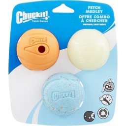 Chuckit! Fetch Medley labdák kutyáknak (M ~ 6 cm; 3 db különböző labda / szett | Whistler, Max Glow, Rebounce)