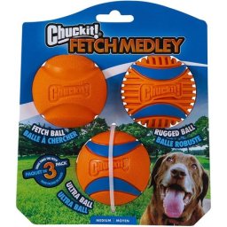 Chuckit! Fetch Medley Gen3 labdák kutyáknak (M ~ 6 cm; 3 db különböző labda / szett | Gen3 ---> Ultra, Fetch, Rugged)