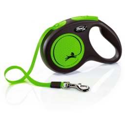 Flexi Neon szalagpóráz - M, 25 kg-ig, 5 m, Zöld
