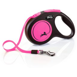Flexi Neon szalagpóráz - S, 15 kg-ig, 5 m, Pink