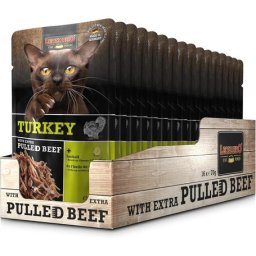 Leonardo pulykahúsos extra tépett marhahússal alutasakos macskaeledel (16 x 70 g) 1.12kg