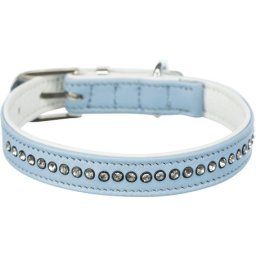 Trixie Active Comfort strasszköves világoskék bőrnyakörv varással (XXS-XS | Nyakkörméret: 17-21 cm | Szélesség: 12 mm)