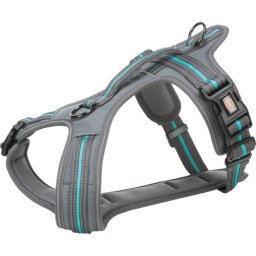 Trixie Fusion neoprén túrahám fogóval és állítható haspánttal (M | Haskörméret: 51-66 cm | Szélesség: 20 mm | Kék / Szürke)