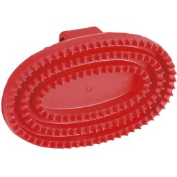 Kerbl ovális lóvakaró kézpánttal (150 x 105 mm | Piros)