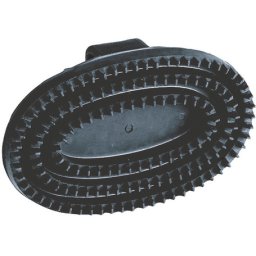 Kerbl Junior ovális lóvakaró kézpánttal gyerekeknek (120 x 75 mm | Fekete)