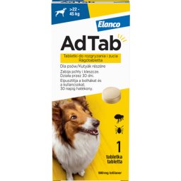 AdTab kullancs és bolha elleni rágótabletta kutyáknak (1 tablettás kiszerelés | 22 - 45 kg | 900 mg)
