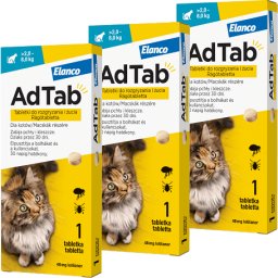AdTab kullancs és bolha elleni rágótabletta macskáknak (3 tablettás kiszerelés | 2-8 kg | 3 x 48 mg)