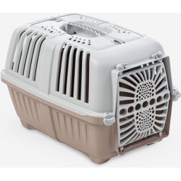 Pratiko fémajtós könnyített műanyag szállítóbox kutyáknak és macskáknak (55 x 36 x 36 cm | Mályva színű | Súlya: 1000 g)