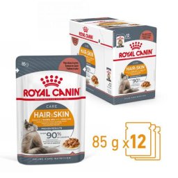 Royal Canin Hair & Skin Care - Szószos nedves táp felnőtt macskák részére a szebb szőrzetért és az egészséges bőrért (12 x 85 g) 1.02kg