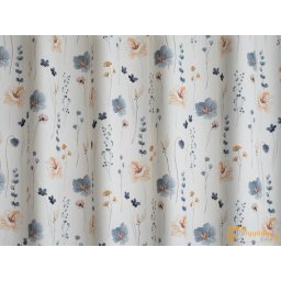 (20 szín)Caraibi dekorációs függöny-06-ekrü alapon világoskék-cappuccino színű virág minta