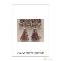 (13 szín) Bojtos díszitő szalag. Organza szalagos paszomány 9678-408 Mályva-világoskék