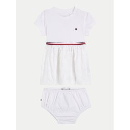 Tommy Hilfiger Nyári ruha Broderie KN0KN01801 Fehér Regular Fit