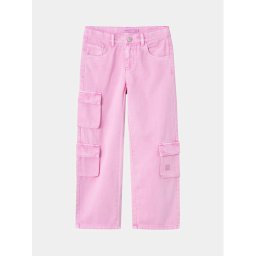 NAME IT Szövet nadrág 13232647 Rózsaszín Wide Leg