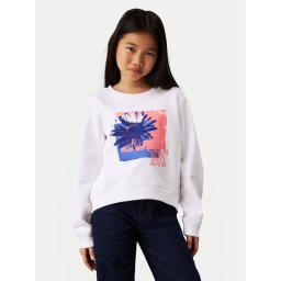 Calvin Klein Jeans Pulóver Flower Graphic IG0IG02635 Fehér Regular Fit