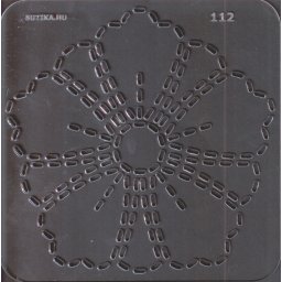 Műanyag stencil Sashiko varráshoz, tűzősablon, vegyes szirmú virág, 15x15cm, átlátszó, BTK0112