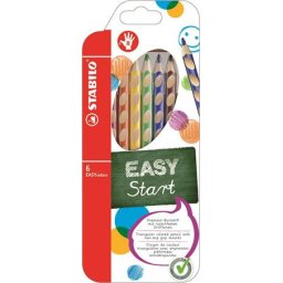 STABILO Színes ceruza készlet, háromszögletű, jobbkezes, STABILO "EasyColours", 6 különböző szín