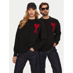 AMI PARIS Sweater BFUKS006.018 Fekete Regular Fit