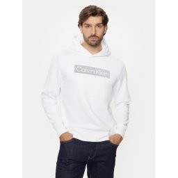 Calvin Klein Pulóver Striped Logo K10K113552 Fehér Regular Fit