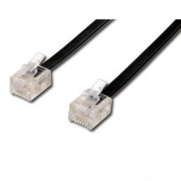 Telefonkábel 4 eres, RJ11 hím - RJ11 hím, 15 m, fekete, ADSL modemhez, economy