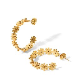 Virágos nemesacél karika fülbevaló