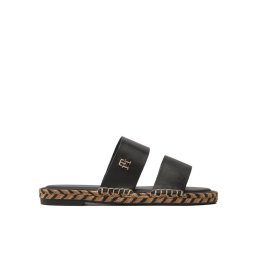 Tommy Hilfiger Espadrilles Th Leather Flat Esp Sandal FW0FW07931 Fekete