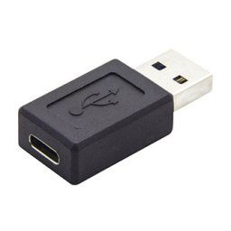 USB reduktor, (3.0), USB A hím - USB C női, fekete, műanyag táskás műanyag, 5 Gbps