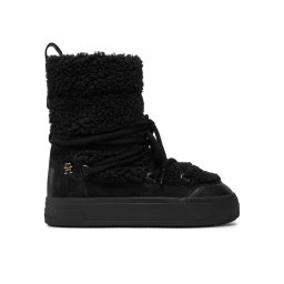 Tommy Hilfiger Hótaposó Lace-Up Faux Shearling Snowboot FW0FW08252 Fekete