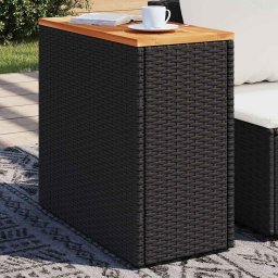 vidaXL fekete polyrattan kerti kisasztal falappal 58 x 27,5 x 55 cm