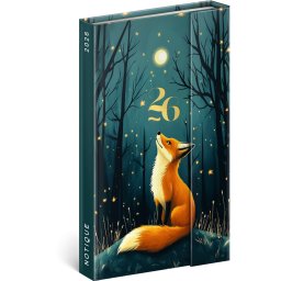Határidőnapló mágnessel záródó, heti, fehér lapokkal Fox 130x210 mm, Presco